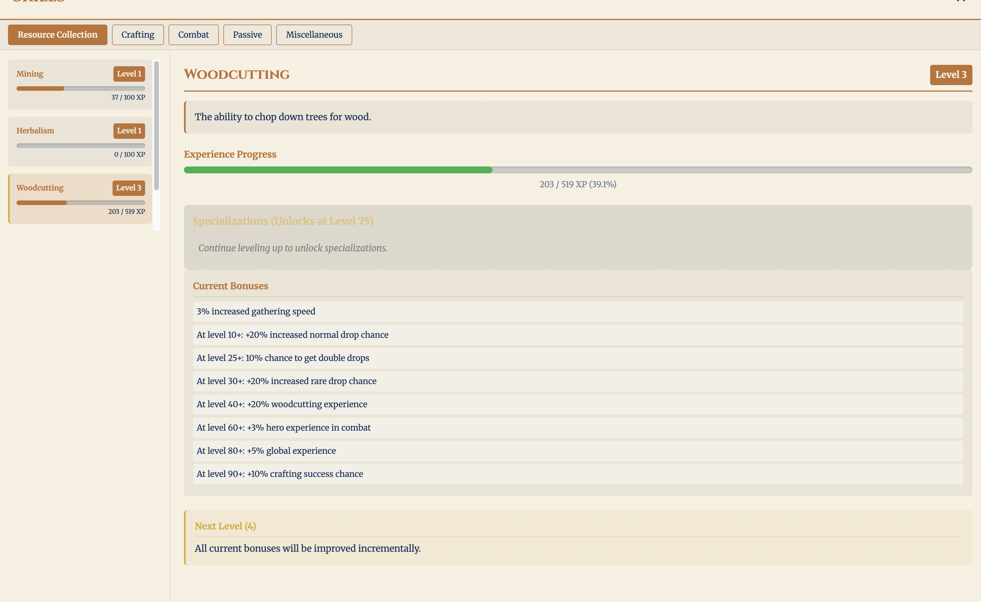 Before: Current Bonuses lists every future unlock