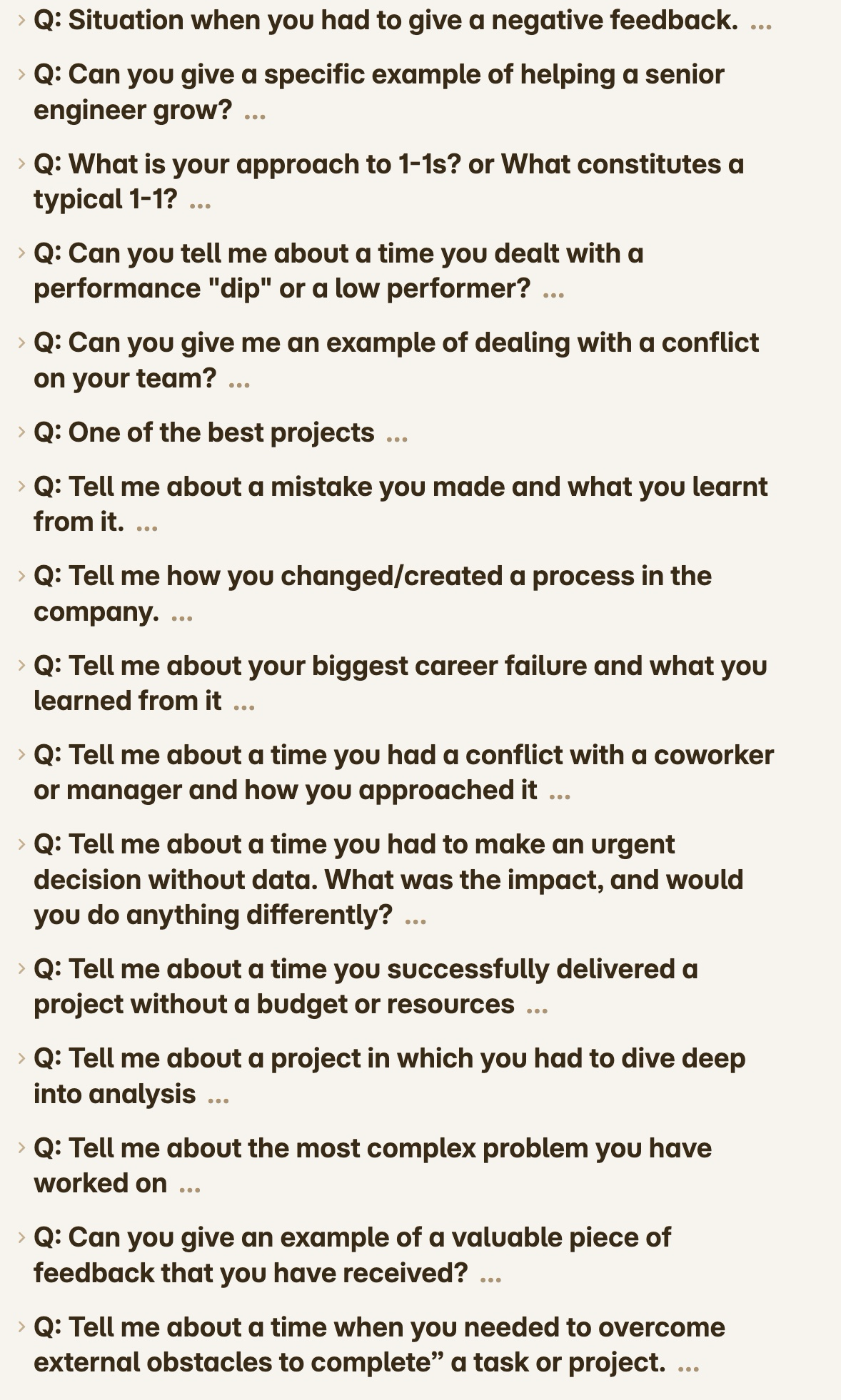 Behavioral questions