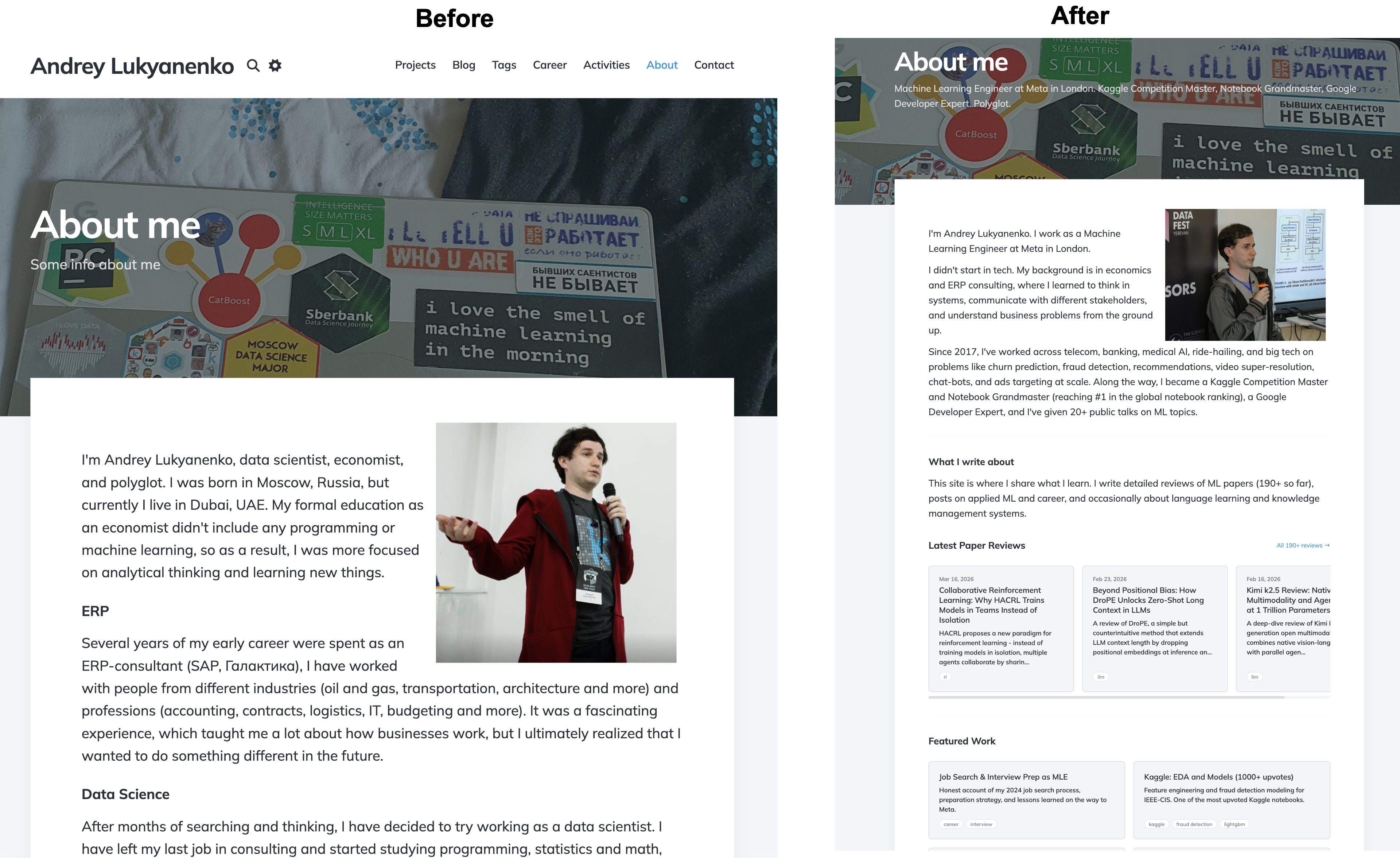 About page redesign